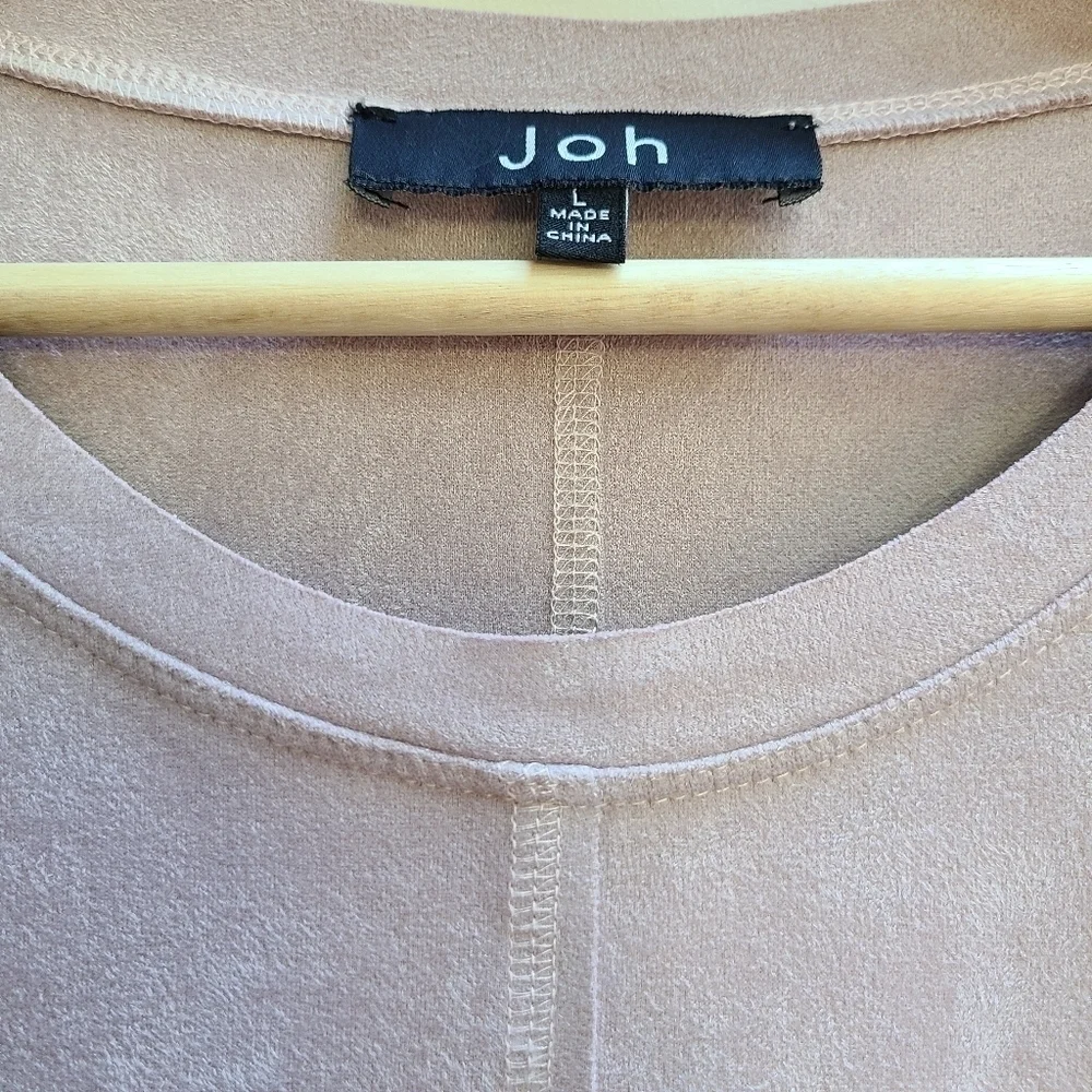 Joh Faux Suade Soft Light Pink Mauve Dress, Size Large